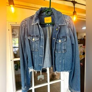 Paige denim jacket cropped frayed boho western